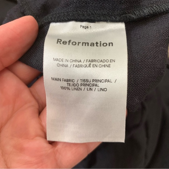 Reformation Womens black 100% linen drawstring shorts XL - Picture 6 of 6